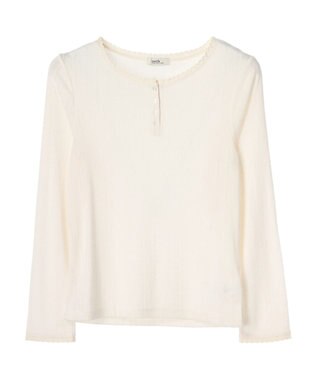 earth music&ecology アイレットジャガードタイトプルオーバー Ivory