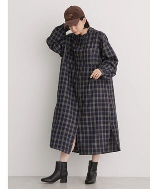 AMERICAN HOLIC イージーケアＷポケットシャツワンピース Check Navy