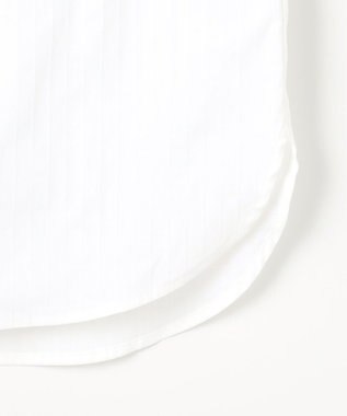 J.PRESS LADIES L BEZコットンナイロン ストライプ フリル襟 ブラウス ホワイトドビー系