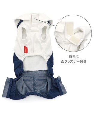 PET PARADISE リサとガスパール オーバーオール風 ロンパース 小型犬　　 ネイビー×ホワイト