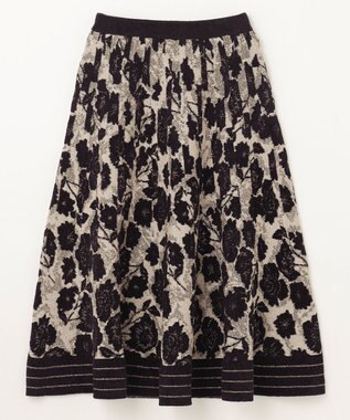GRACE CONTINENTAL フローラルラメニットスカート ブラック