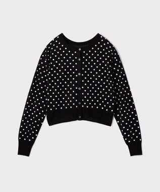 GRACE CONTINENTAL ドットフロッキーニットカーディガン ブラック