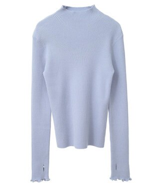 earth music&ecology 袖口刺繍リブニットプルオーバー Light Blue