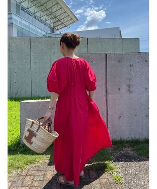 Green Parks ボリューム袖ロングワンピース Red