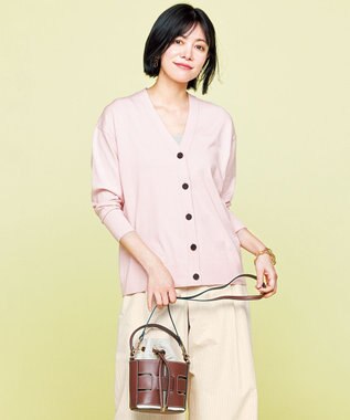 UNFILO L シアーワイドパンツ ベージュストライプ