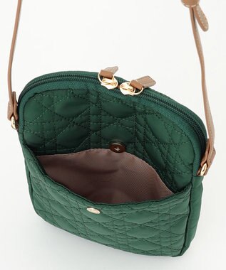 LA BAGAGERIE グリッドキルティングショルダー ダークグリーン