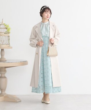 earth music&ecology SET2点シアーブラウス＋3Dレースワンピース ミント