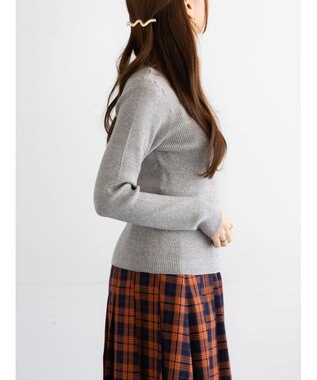 Te chichi ヘンリーネックマーブルニット グレー