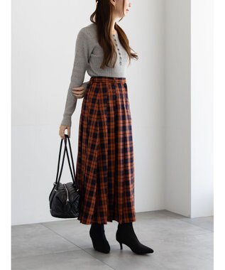 Te chichi ヘンリーネックマーブルニット グレー