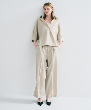 uncrave ウォッシャブルドライサップ ワイドパンツ（サスペンダー付き） シャンブレーベージュ