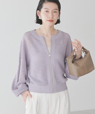 AMERICAN HOLIC ジップアップメッシュニットカーディガン Light Purple