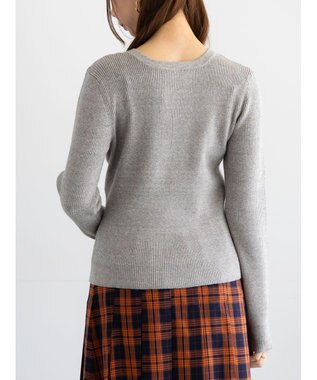 Te chichi ヘンリーネックマーブルニット グレー