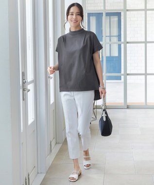 自由区 【洗える】ハイカウントハイネック カットソー スレート