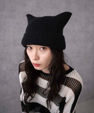 WEGO ネコミミニットキャップ ブラック