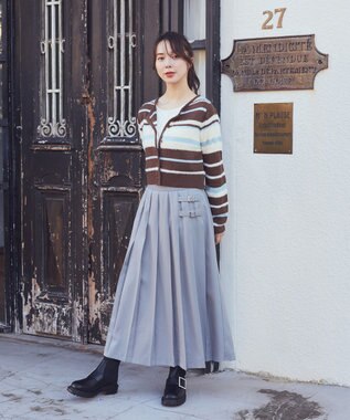 earth music&ecology サイドバックルプリーツスカート Light Gray