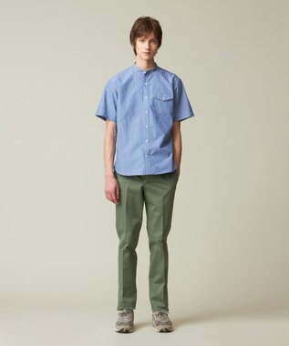 J.PRESS MEN 【クールマックス】サッカー マルチストライプ バンドカラーシャツ ブルー系1