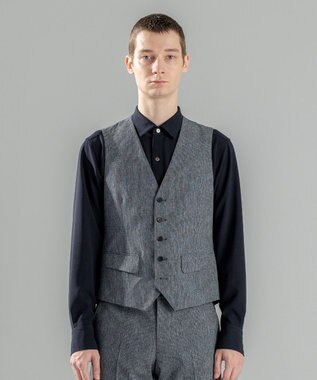 JOSEPH HOMME 新柄【洗える/ストレッチ/シワになりにくい/セットアップ対応可】クールドッツストレッチ ジレ ライトグレー系