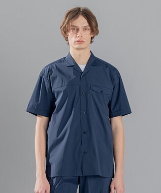 JOSEPH HOMME エアリータフタストレッチ　半袖シャツ ネイビー系