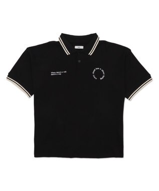 WEGO 【ユニセックス着用ITEM/MLサイズ展開】ワッフルラインポロ ブラック