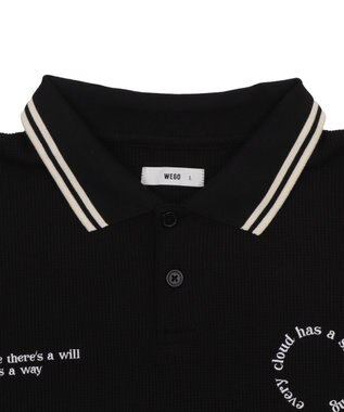 WEGO 【ユニセックス着用ITEM/MLサイズ展開】ワッフルラインポロ ブラック