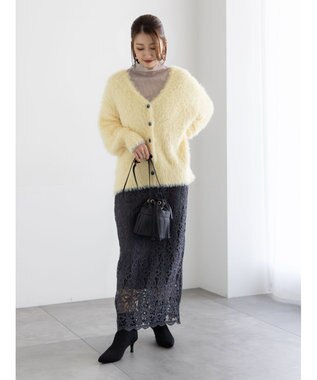 Te chichi シャギーVネックカーディガン イエロー