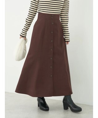 earth music&ecology フロントボタンスカート Brown