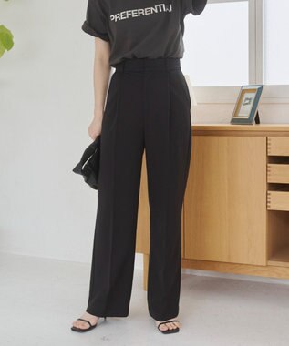 WEGO 【ANGIE VINTAGE/SMLサイズ展開】タックストレートスラックス ブラック