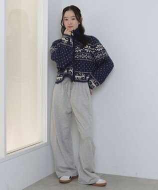 WEGO ノルディックZIPニット ブルー