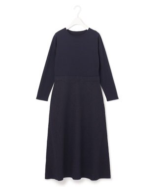 ICB 【洗える】 ニットコンビジャガード ワンピース ネイビー系