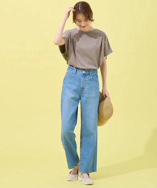 ANY 【洗濯機可/UVケア/接触冷感】フレンチスリーブロゴ・カラーTシャツ モカ