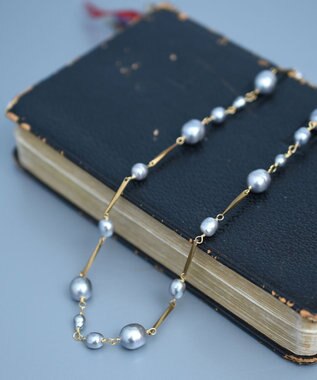 monshiro ガラスパールバーチェーンネックレス