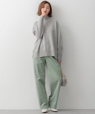 23区 L 【洗える】カシミヤブレンド ハイネック ニット ライトグレー系