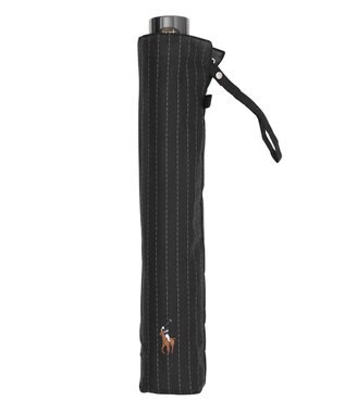 MOONBAT 【大きめ70cm】POLO RALPH LAUREN 折りたたみ傘 メンズ ストライプ ワンポイント刺繍 ブラック