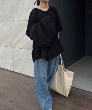 Green Parks AnriettMusee カットジャガードタックブラウス Black