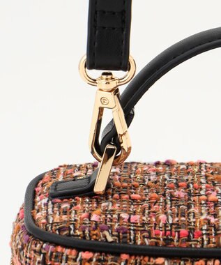 自由区 ラメノットファンシーツイードヴァニティ バッグ オレンジ系