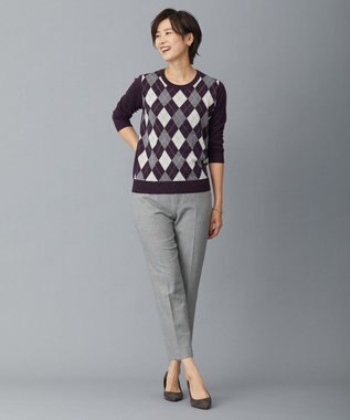 J.PRESS LADIES 【洗える】アーガイルツイン ニット パープル系