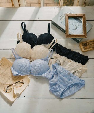 San-ai Resort（三愛水着楽園） 【northerly bra フィットシリーズ 谷間メイク】 カシュクールレースモールド ブラジャー＆ショーツSet B～Fカップ ブルー