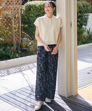 ANY L 【洗濯機可/ウエストゴム】プリントパンツ ネイビーベース