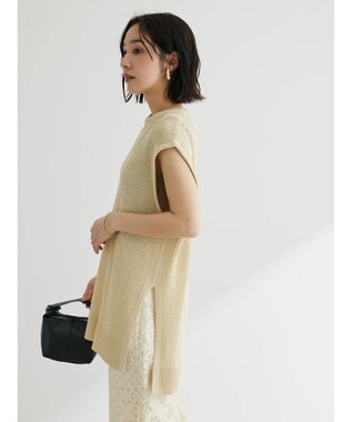 Green Parks ざっくりメッシュニットチュニック Beige