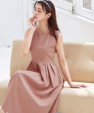 Tiaclasse 【洗える】タックフレアワンピース ピンク