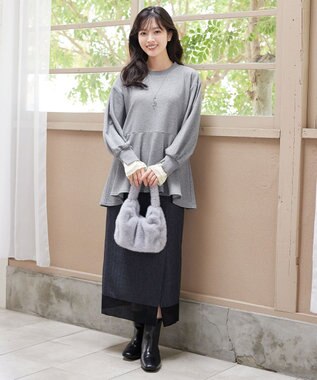 Tiaclasse 【吸水発熱・洗える】袖口ドッキングカットソープルオーバー グレー