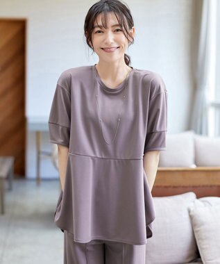 Tiaclasse 【サラごこち】ラウンドヘムチュニック ピンクモカ