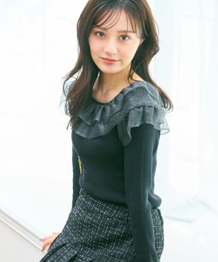 Feroux 襟フリル ニット ブラック系