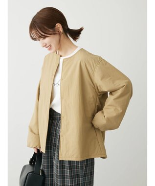 Green Parks ライト中わたノーカラーブルゾン Beige