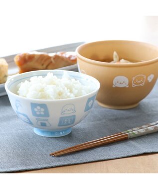 Mother garden しろたん ごはん粒がくっつきにくい ご飯茶碗  【小】 《顔ぼん柄/しろたん＆らっこいぬ柄》 単品 しろたん＆らっこいぬ柄