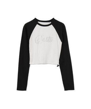 WEGO ラインストーンサイドドロストラグランロンT ブラック