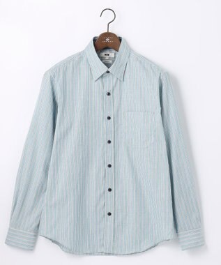 JOSEPH ABBOUD 【オーガニックコットン】JOE COTTON シャンブレーサテンストライプ シャツ グリーン系1