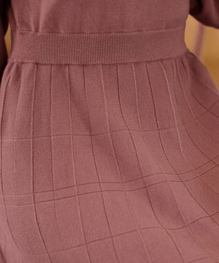 Tiaclasse 【洗える】リボン衿配色ニットワンピース ピンク