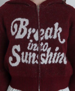 WEGO フラッフィーグラフィックジャガードニットZIPパーカー レッド