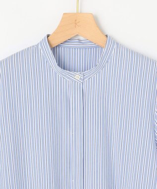 組曲 L 【WEB限定】コンパクトシャーティング ペプラムブラウス ブルーストライプ系1